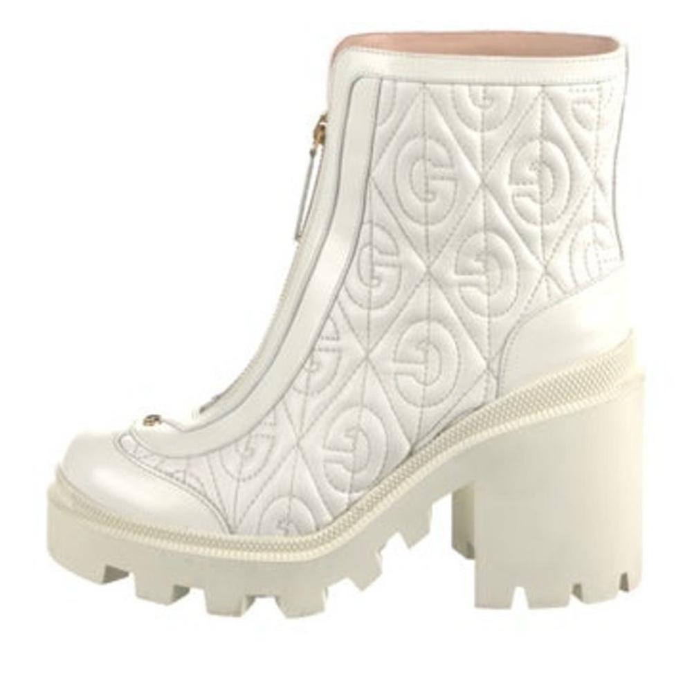 Gucci white leather ankle boots